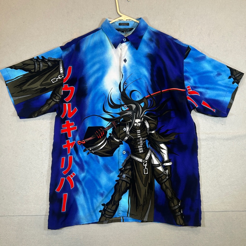Y2K MT2  Shirt Mens XL Blue AOP Anime Graphic Button Up
